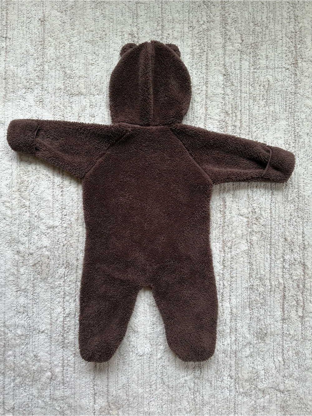 LL Bean Fleece Bunting One Piece Infant Baby 3-6 Months Zip Brown Teddy Bear - Picture 6 of 16
